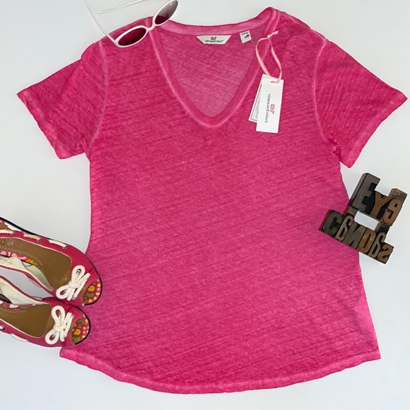 🆕🐳VINEYARD VINES Women s ‘Casual Knits’ S/S Tee in Rhododendron - Picture 1 of 10